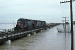 SP 8545 on work train during floods